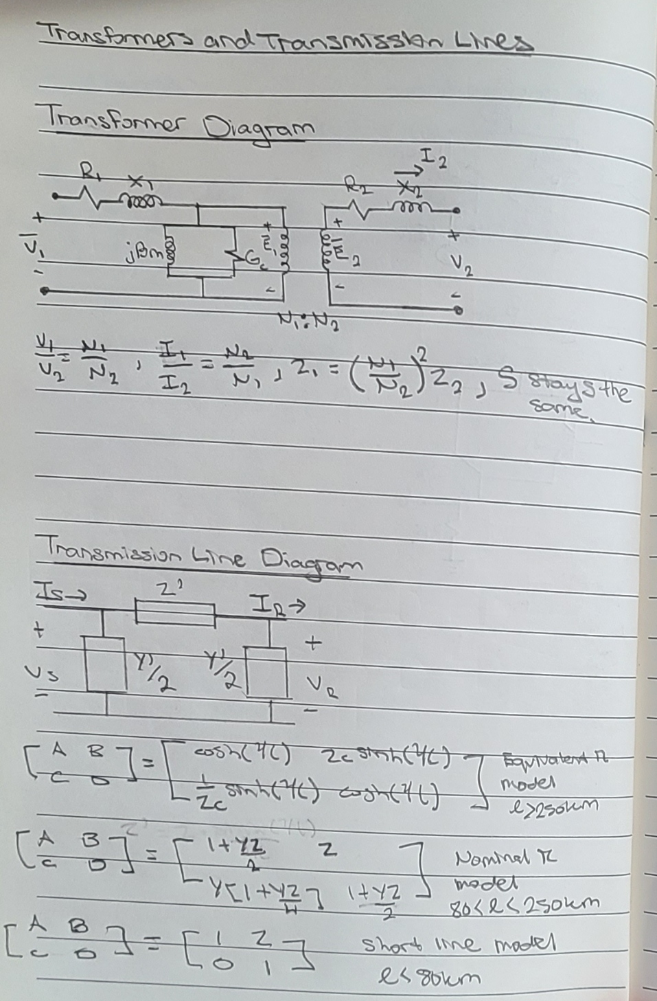Transformer and Transmission Line Circuit Diagram